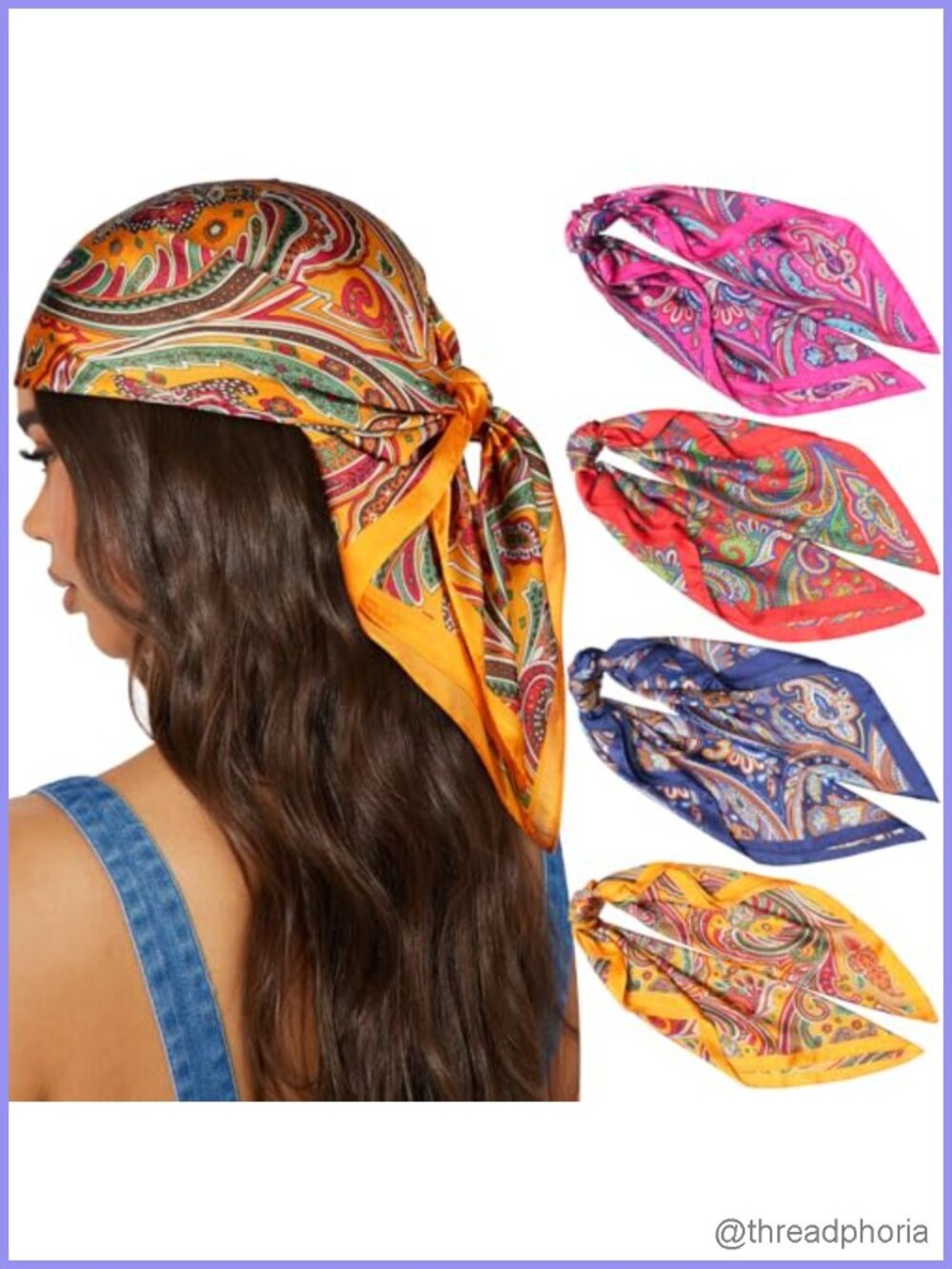 4 Pack Satin Hair Scarves for Women - Square Silk Head Wrap Bandana for Sleeping